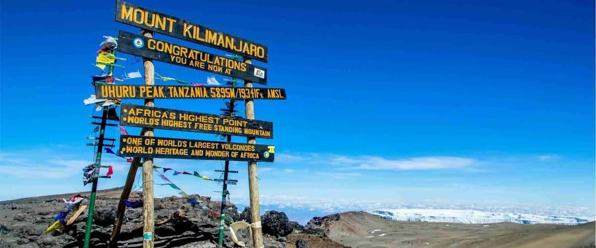 Trekkers on the upper slopes of Kilimanjaro